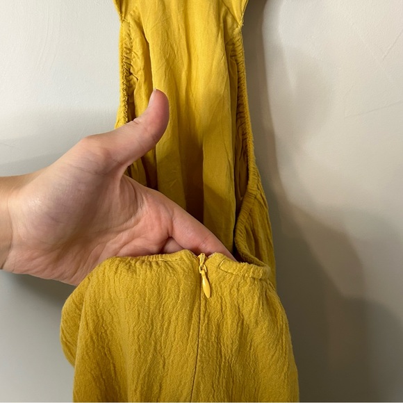 ASTR Mustard Yellow Puff Sleeve Cutout Open Back Midi Dress - Picture 8 of 9